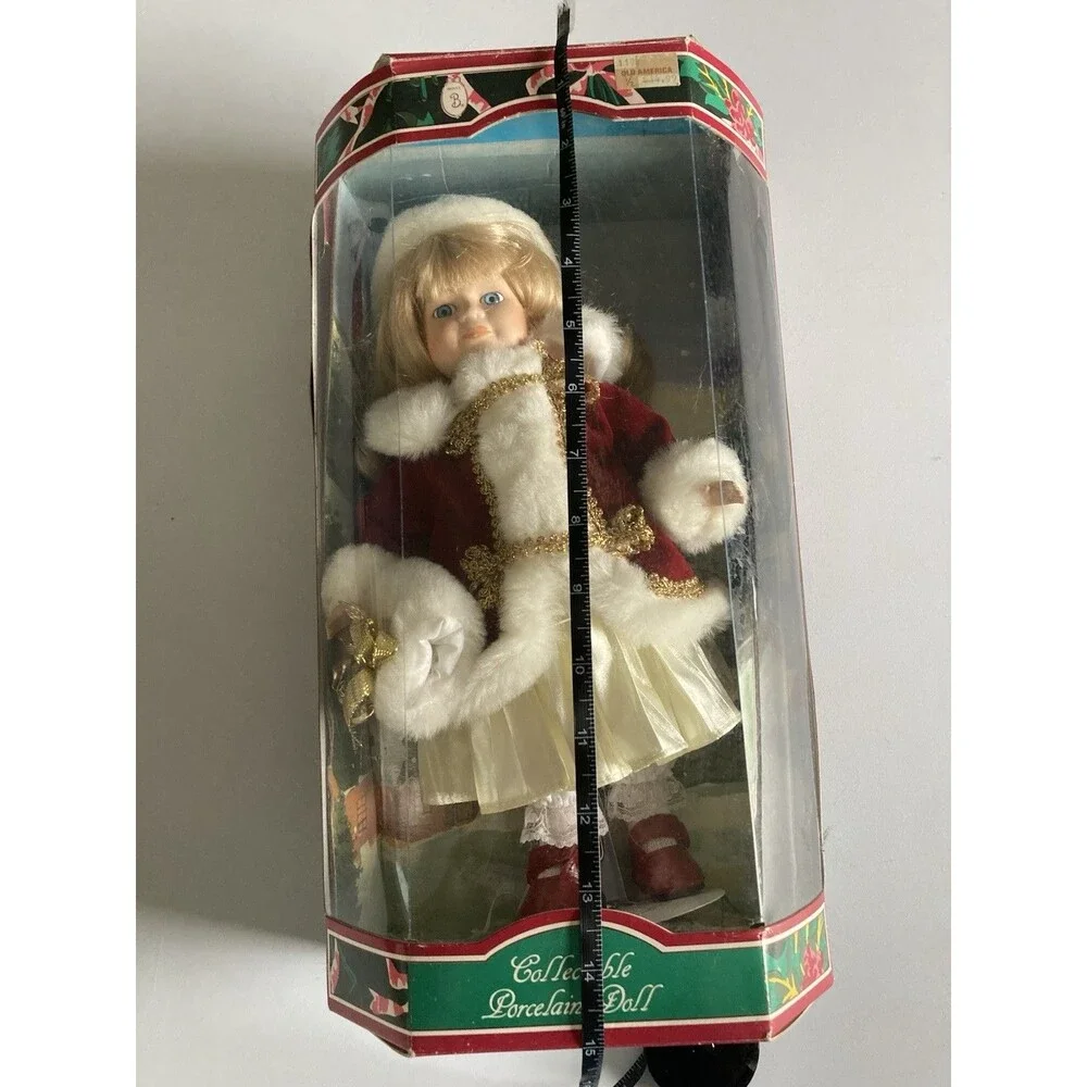 Brinn’s Porcelain Doll Blond Christmas Boxed New Comes With Stand 1997 Handmade